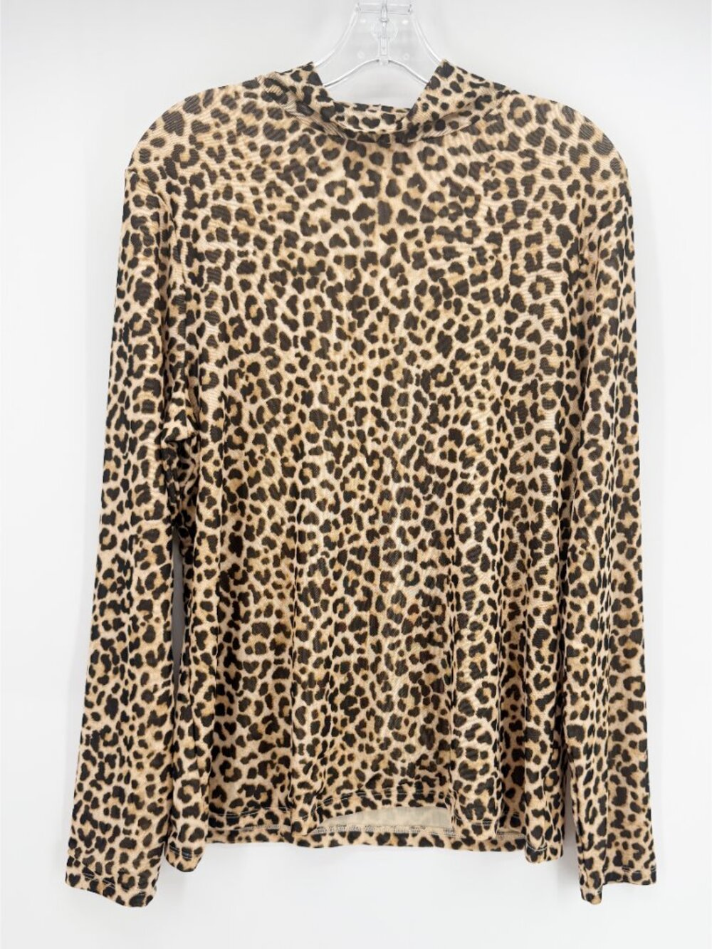 A New Day Animal Leopard Print Mock Neck LSV Mesh Top XL - Picture 3 of 13